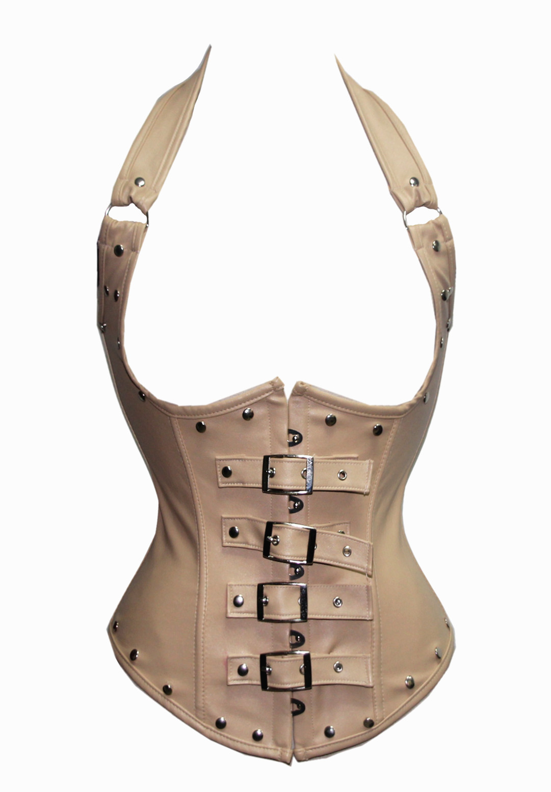 Khaki Leather Underbust Corset